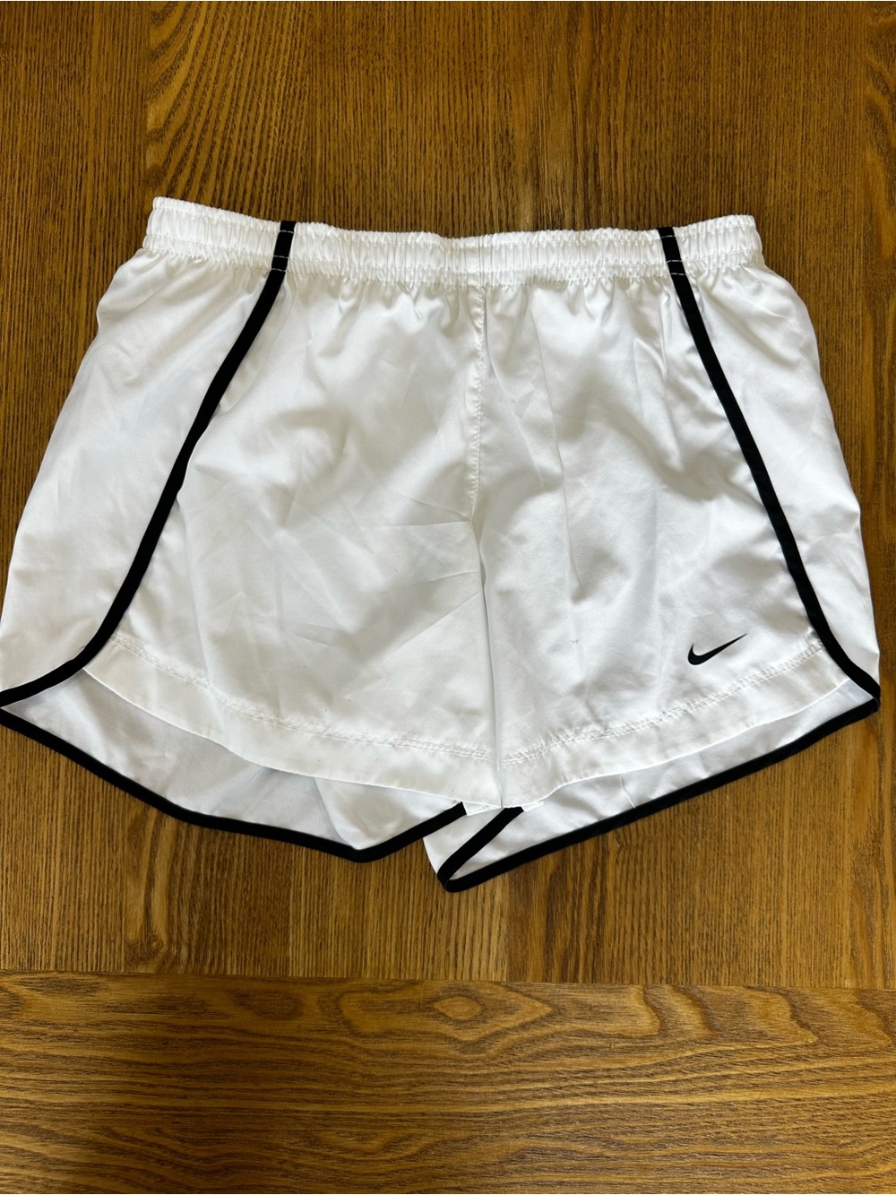 Nike White Girl’s Running Shorts with Black Trim